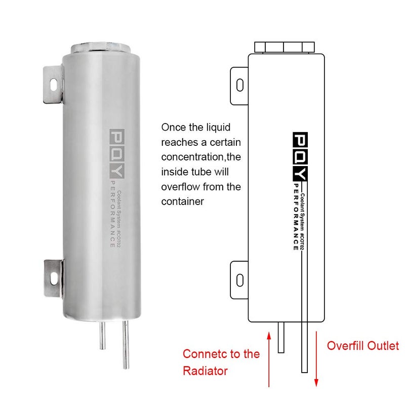 PQY Radiator Coolant Overflow Puke Tank Polished Stainless Steel 3"Ã—10" - Image 3